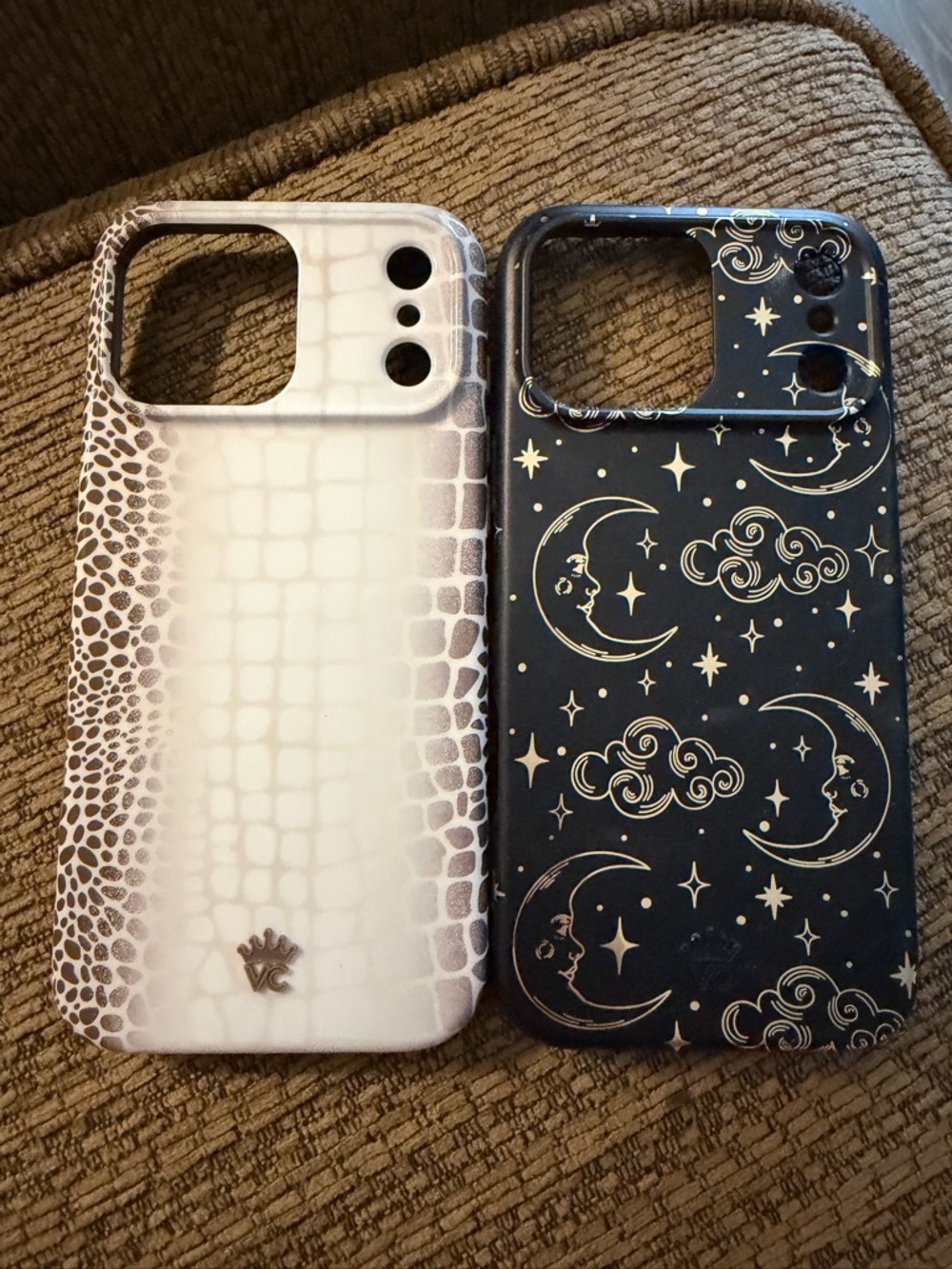Velvet Caviar White Croc & Black Gold Moonstar Phone Case Set